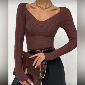 2for $20 🐻🤎 Ribbed Knit Fitted Sweater Knit Pullover​